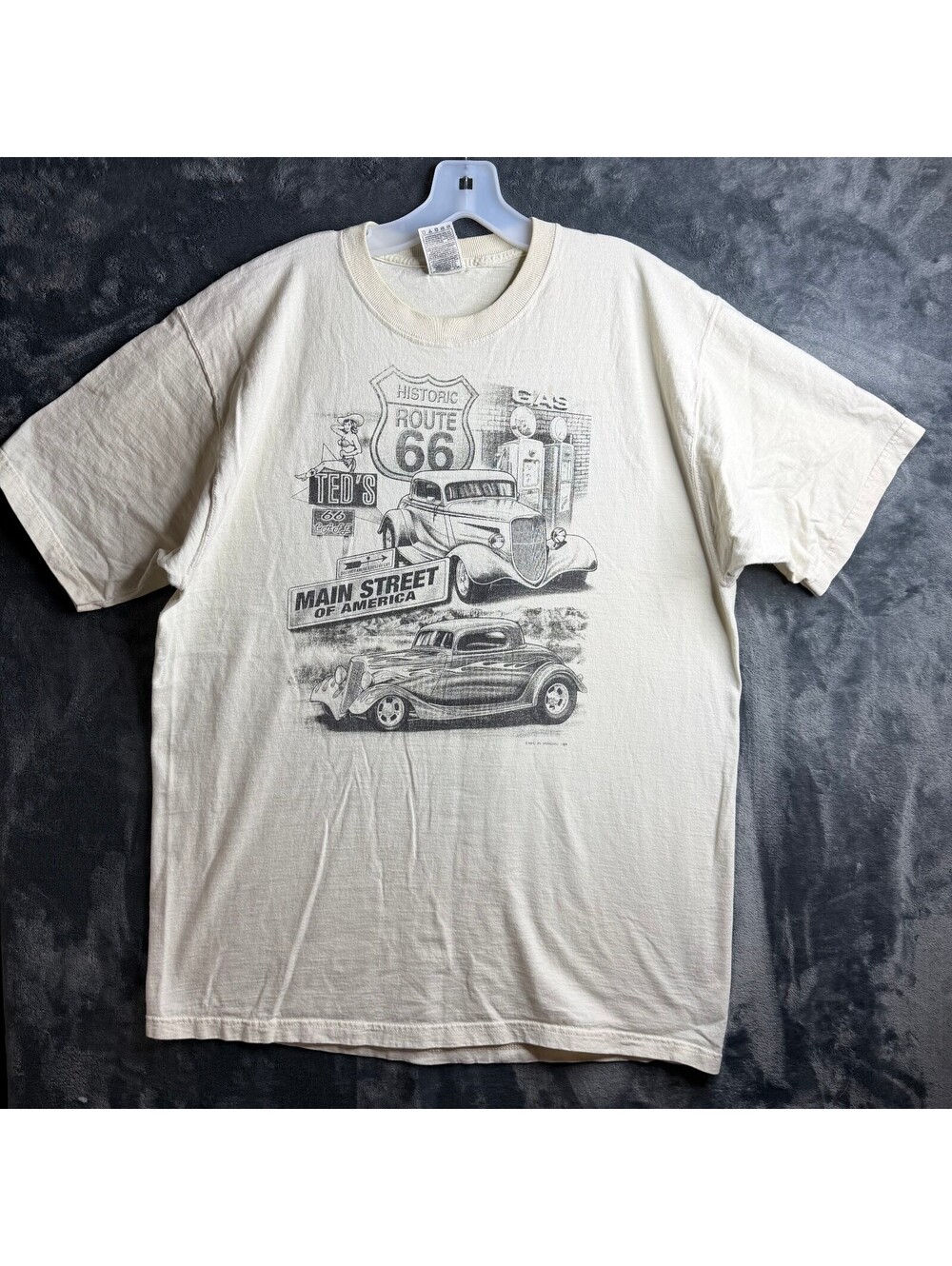 Vintage Route 66 Hot Rod Fruit of the Loom Lofteez T-shirt Mens XL
